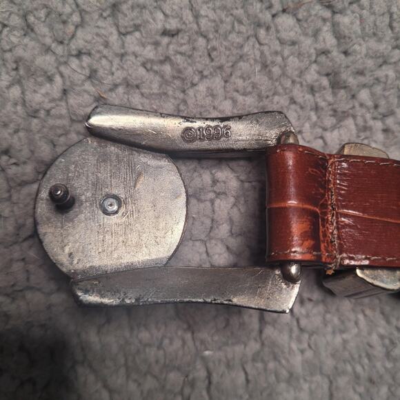 VTG Brighton Belt Medium Brown Leather Museum Collection Sun Moon 90s Western - Picture 7 of 10